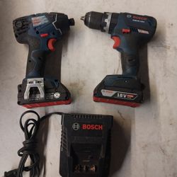 BOSCH IMPACT DRIVER AND HAMMER DRILL 18V LITHIUM BRUSHLESS WITH BATTERY AND CHARGER 