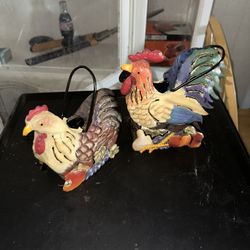Tin Hen & Roaster candle holders