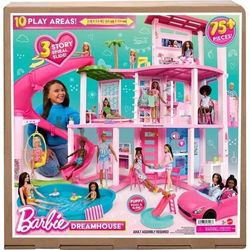 Barbie Dreamhouse Pool Party Doll House with 75+ pc, 3 Story Slide: Adult Assembly, Fits 12 Inch Dolls Used