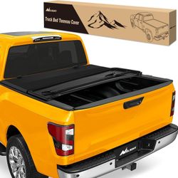 Soft Tri-fold Truck Bed Tonneau Cover Compatible with Nissan Titan 2004 2005 2006 2007 2008 2009 2010 2011 2012 2013 2014-5.5ft