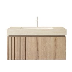 #323 36IN MURI Roma Travertine-Pattern Sintered Stone Countertop and Undermount Ceramic Basin