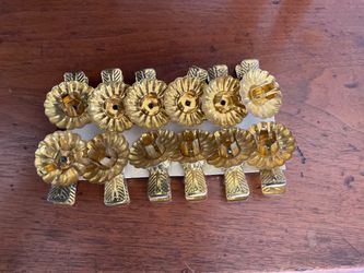 12 Vintage Pine Cone Shape Christmas Tree Candle Clips Goldtone