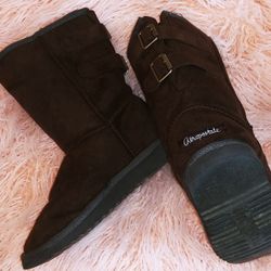 Aeropostale brown suede buckle fur lined winter boots women's size 7