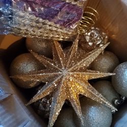  Gold Ornaments And Star Topper