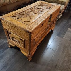 Antique Chinese Wood Carved Camphor Chest
