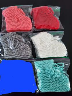 Baby Socks Hand Knitting  Foot Warmers Size  6 -12 month  $12 each
