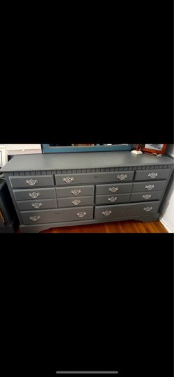 Gray Painted Wood Dresser with 9 Drawers