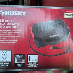 Husky Auto Inflator With Shut Off Brand New Inbox, 120 V