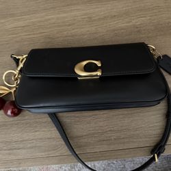 Jet black coach bag