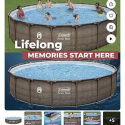 Pool Coleman Power Steel Piscina Elevada Redonda con Estructura Metálica de 18 Pies x 48 Pulgadas