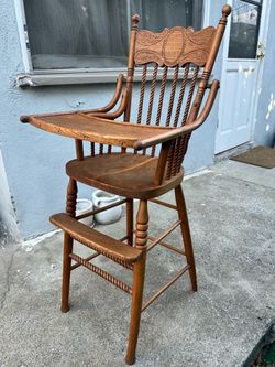 Antique Wood Baby High Chair