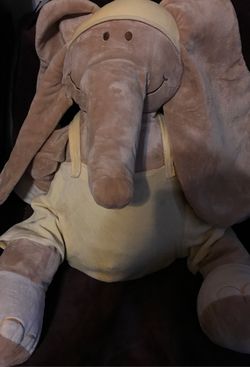 Noukie’s Elephant Crinkle Ears Soft Velour Body Plush Baby Toy 27” Soft Stuffed with Yellow