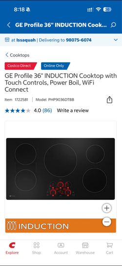 GE Profile 36" INDUCTION Cooktop with Touch Controls, Power Boil, WiFi Connect