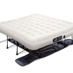 Ivation EZ-Bed (King) Air Mattress with Deflate Defender™ Technology Dual Auto Comfort Pump and Dual Layer Laminate Material - AirBed Frame & Rolling 