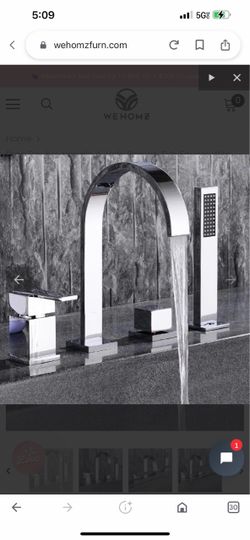 Dree Double Handle 4-Hole Roman Tub Faucet With Hand Shower Modern Style Solid Brass Sh37