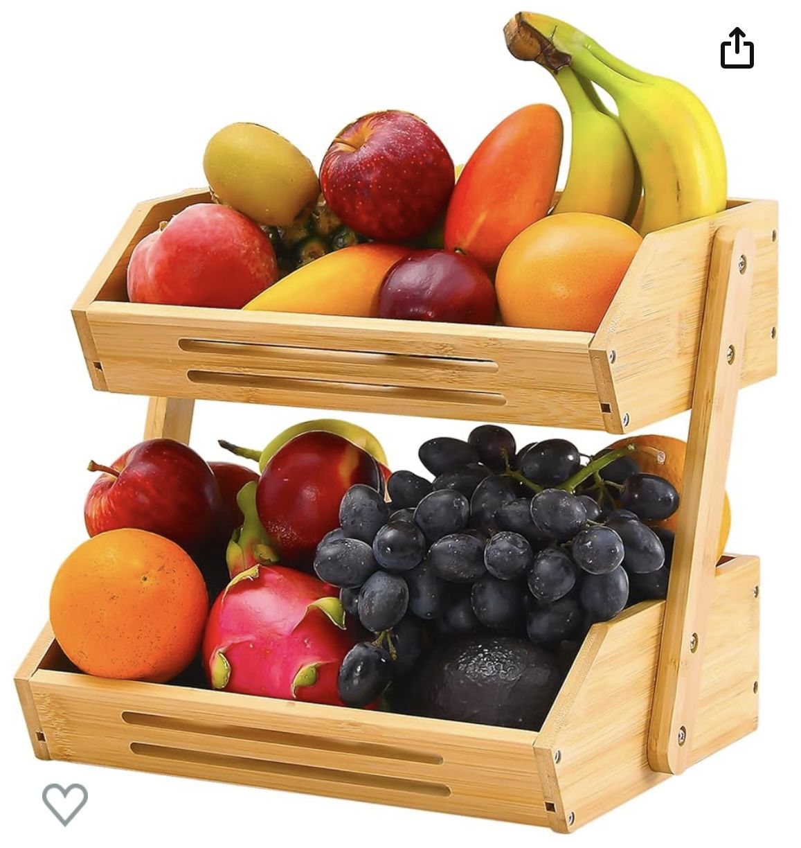 2 Tier Bamboo Storage, for Kitchen, 11" Tall Stand Storage Holder, Heavy Duty