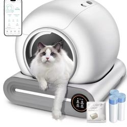 Automatic Litter Box, Multi-Function Upgrade Robot Self Cleaning Litter Box for Multiple Cats, 65L+9L Extra Large, APP Control, Deodorization, 3 Rolls