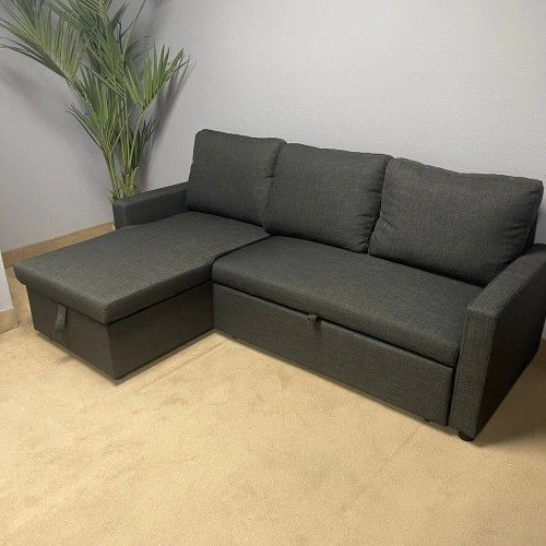 Hiltons Sectional Sofa With Sleeper And Storage Charcoal Linen Matttroy