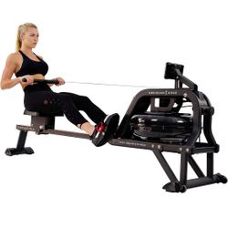 Sunny Health & Fitness Smart Water Rowing Machine with Intense Dynamic Real-Time Resistance, 300 LB Capacity Water Rower Machine Like New