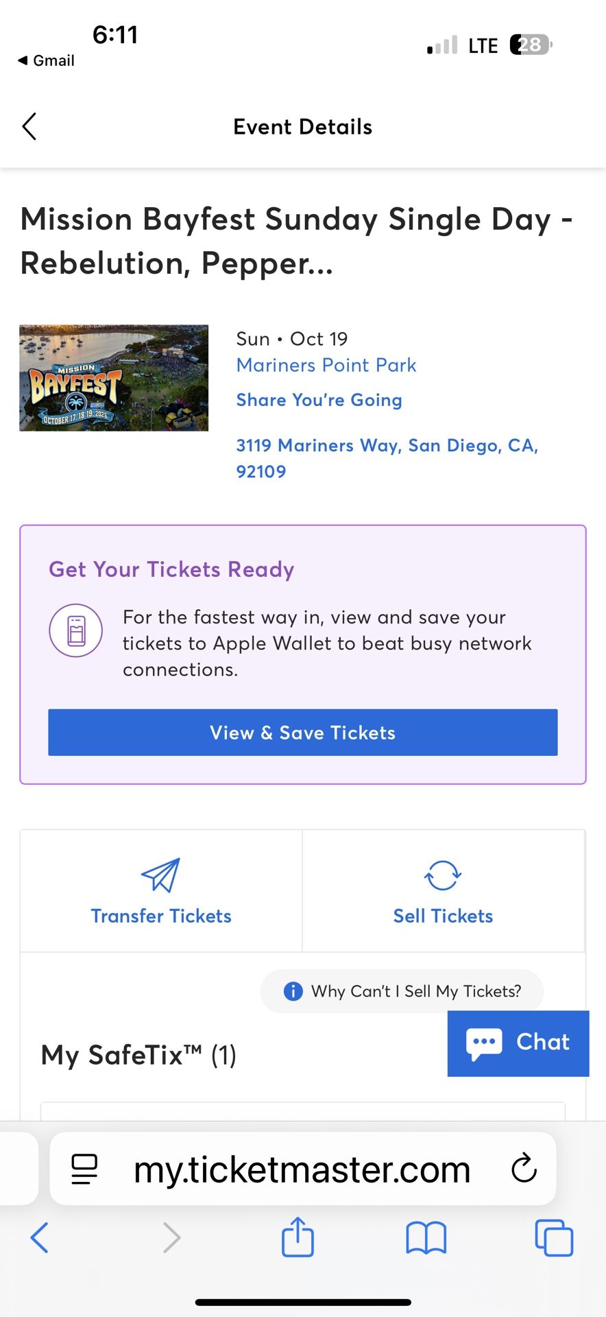 Bay Fest VIP ticket For Oct 19th Rebelution and Pepper