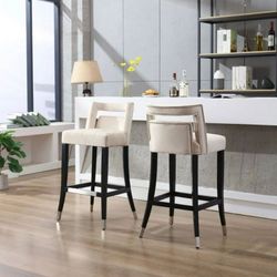 NEW TWO (2) Cream Modern Bar Chairs Stools