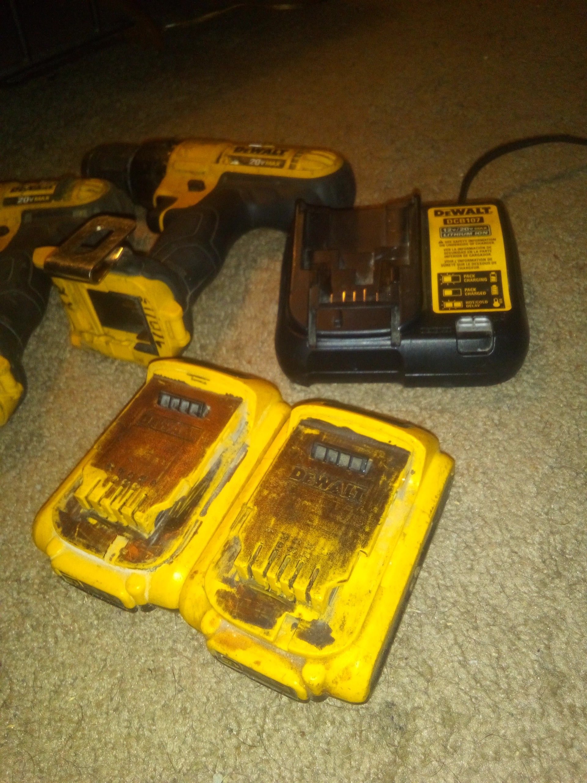 2 DeWalt drills w/ battery and charger