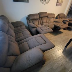 2 Full Size Couches And Recliner  For Sale