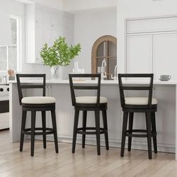 3 New In-Box HH2 Home - Black & White Fletcher Bar Height Swivel Stool Set Of 3