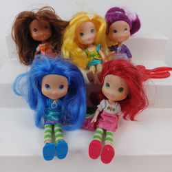 Strawberry Shortcake 6" Dolls Lot of 5 Dolls with combs