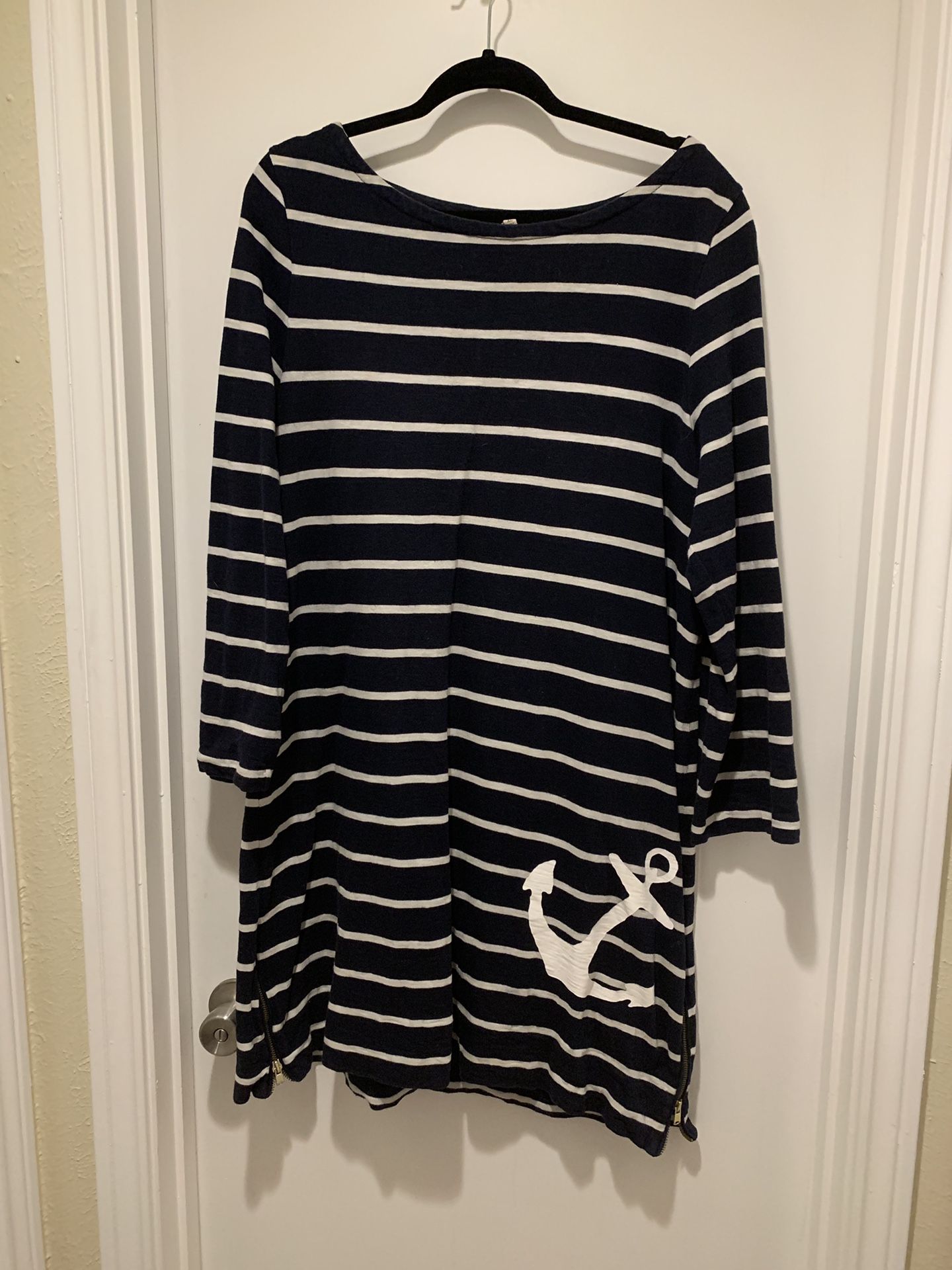 J. Crew Navy Striped Anchor Dress size XL