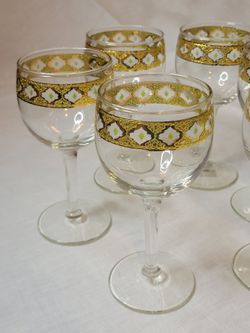 Vintage MCM Valencia Set of 6 Wine Glasses Mid Century Barware