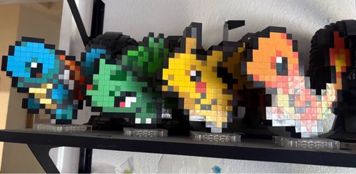 Pixel Art Pokémon LEGO-Style Block Figures Set of 4