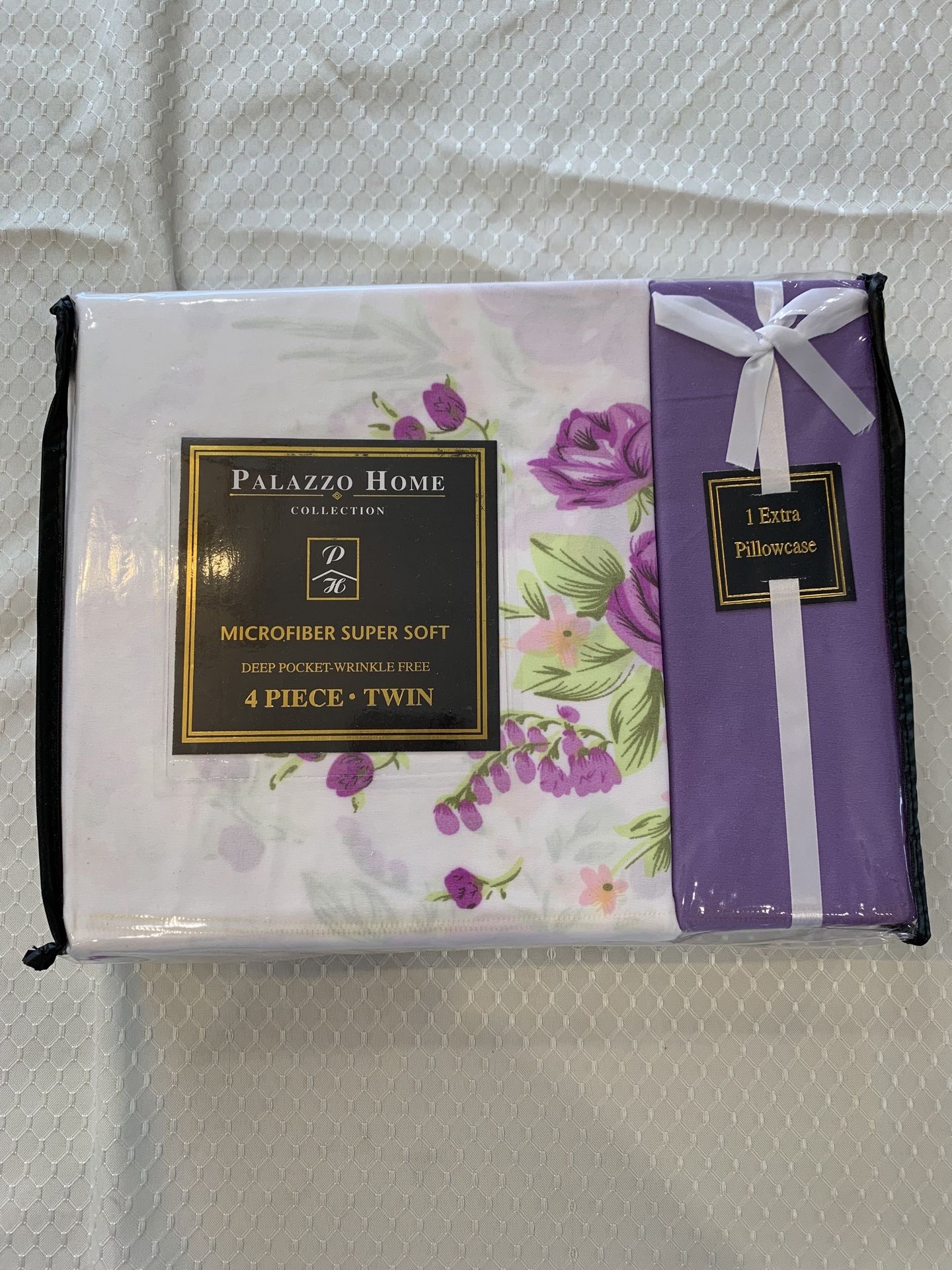 Brand New - Purple Floral Microfiber Sheet Set Twin Size