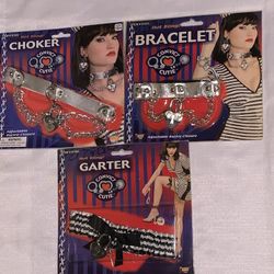 Jail Bait Costume Accessories Choker Bracelet Garter