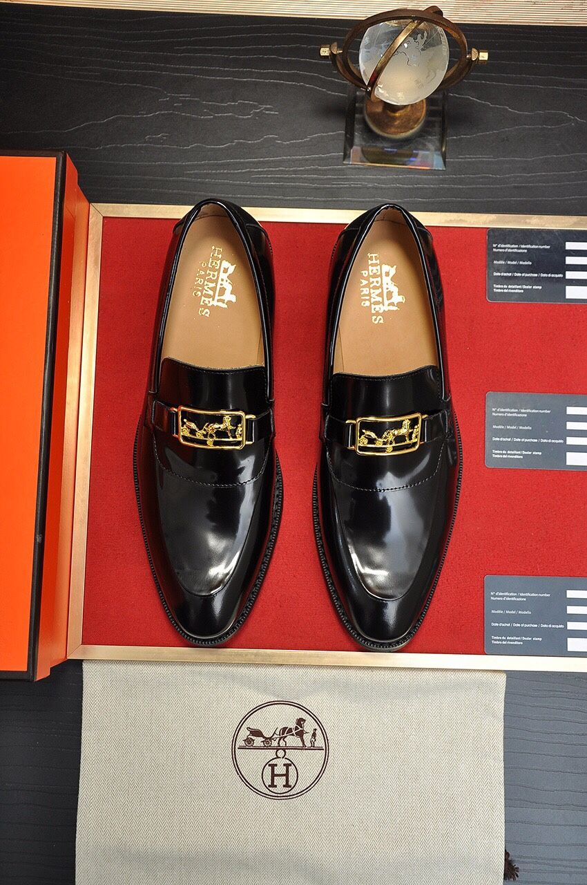 Hermes Men’s Leather Shoes With Box New D