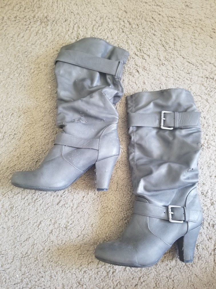 Tall Grey Boots