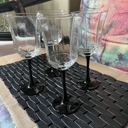 Wine Glass Arcoroc Luminarc France Black Stem