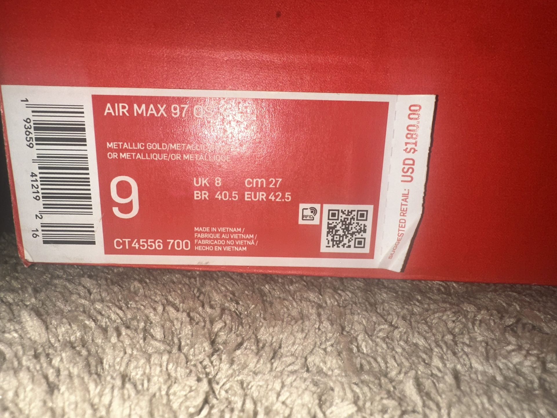 Nike Air Max 1997 Gold