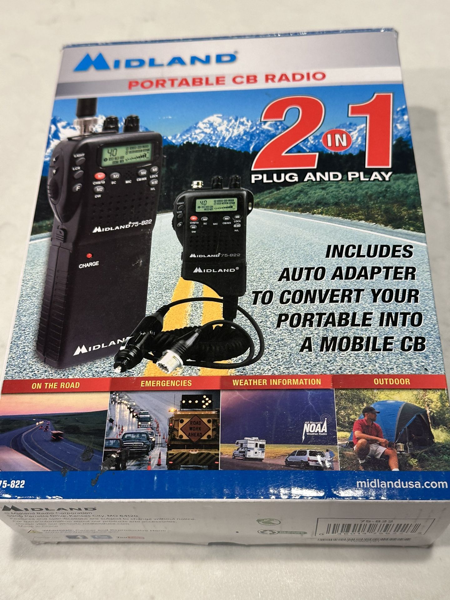 Midland 75-822 Portable CB Radio 2 In 1 Plug and Play CB Radio