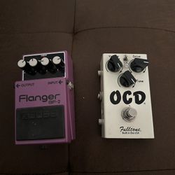 Boss Flanger and OCD Overdrive guitar pedals