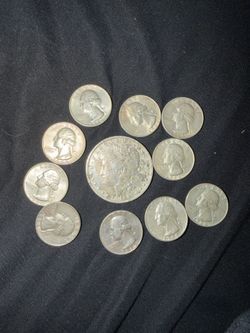 Morgan dollar and silver quarters