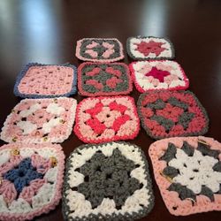 Pink Decor Crochet GRANNY squares 