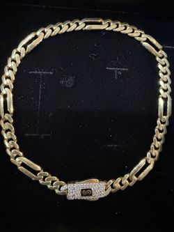 14k Figaro Monaco Bracelet ( Brand New )
