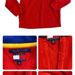 Men’s Vintage Tommy Hilfiger Fleece Quarter Zip Jacket Size M Red