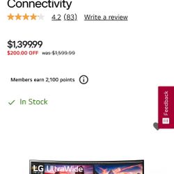 LG UltraWide Monitor Curved 38inch  