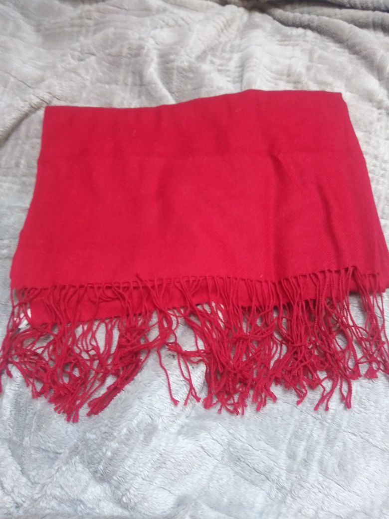 NORDSTROM Scarf 100% Cashmere Red 54" x 10" with Fringe