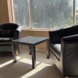 Black IKEA Leather Chairs (Pair) - Modern + Comfy - Free Delivery