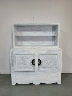 Large Whitewash Farmhouse Cabinet   48” W x 15” D x 59” H