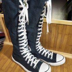 Knee High Converse Black  Shoes. Womens Size 10, Men Sz 8