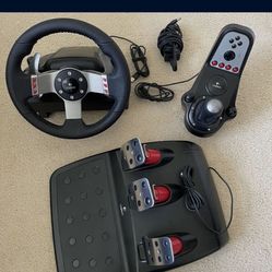 Like New: Logitech G27 Force Feedback Racing Steering Wheel, Pedals, and Shifter.